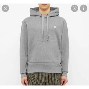 Acne‎ Studios Ferris Face Appliquéd Cotton-Jersey Hoodie in Light Gray Melange